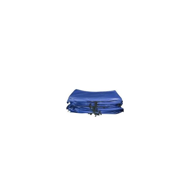 Folded blue replacement trampoline spring cover shown by the merchant